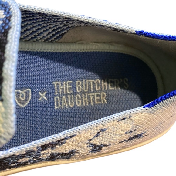 Rothy’s x The Butcher’s Daughter Limited Edition Shibori Blue Slip On Sneakers - Picture 15 of 16